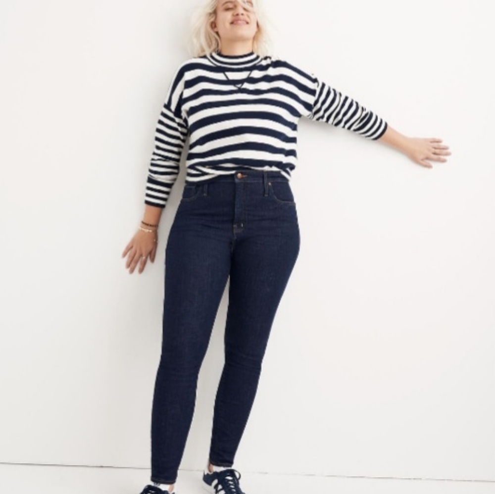 Madewell 10" High Rise Skinny Jean Size 36 Tall 36T Dark Wash